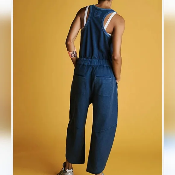 Free People FP Movement Timko XL Navy Blue Barrel Leg Athletic Sporty Jumpsuit - Picture 2 of 16